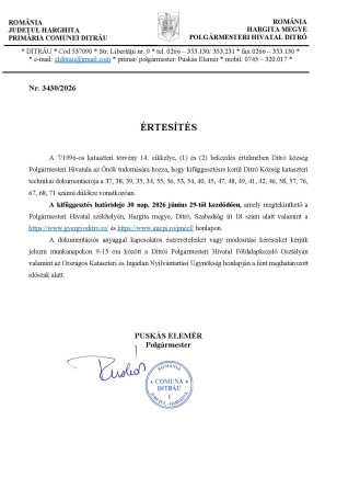 Hirdetés kataszteri technikai dokumentáció