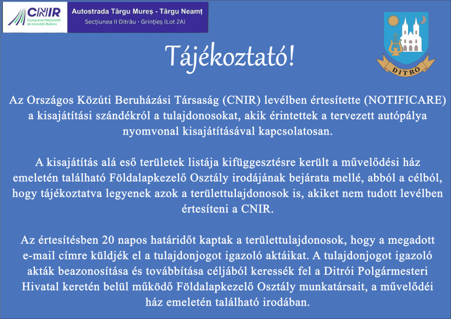 Tájékoztató - Autópálya