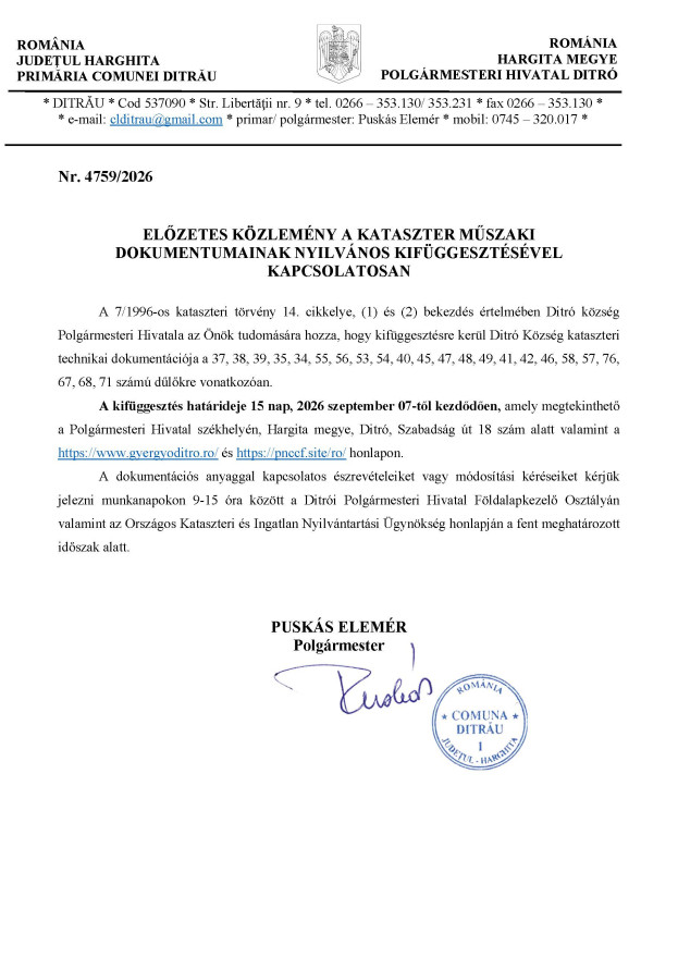 ELŐZETES KÖZLEMÉNY