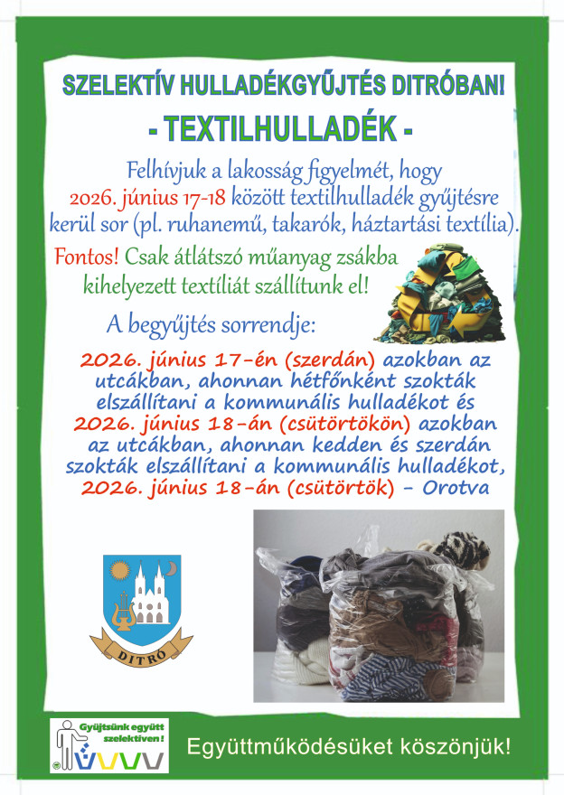 Szelektív hulladékgyűjtés ditróban!